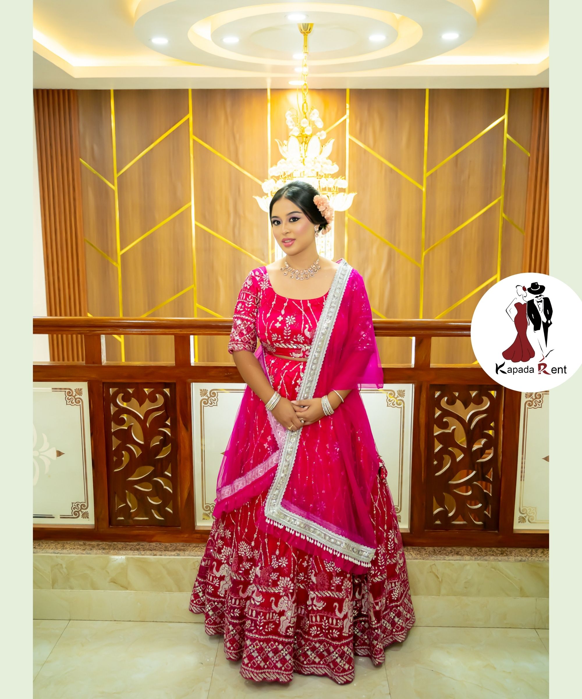 Swan Barbie Pink Multi Border Lehenga