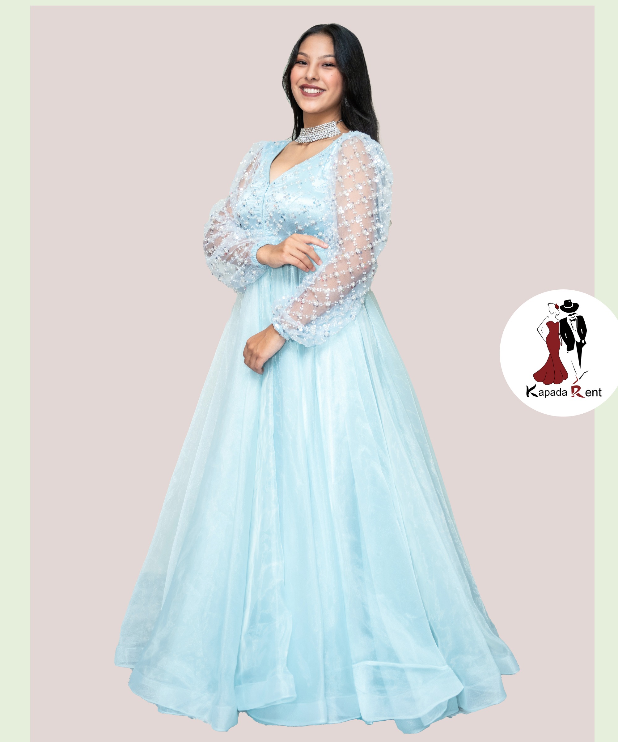 Organza Sky Blue Gown