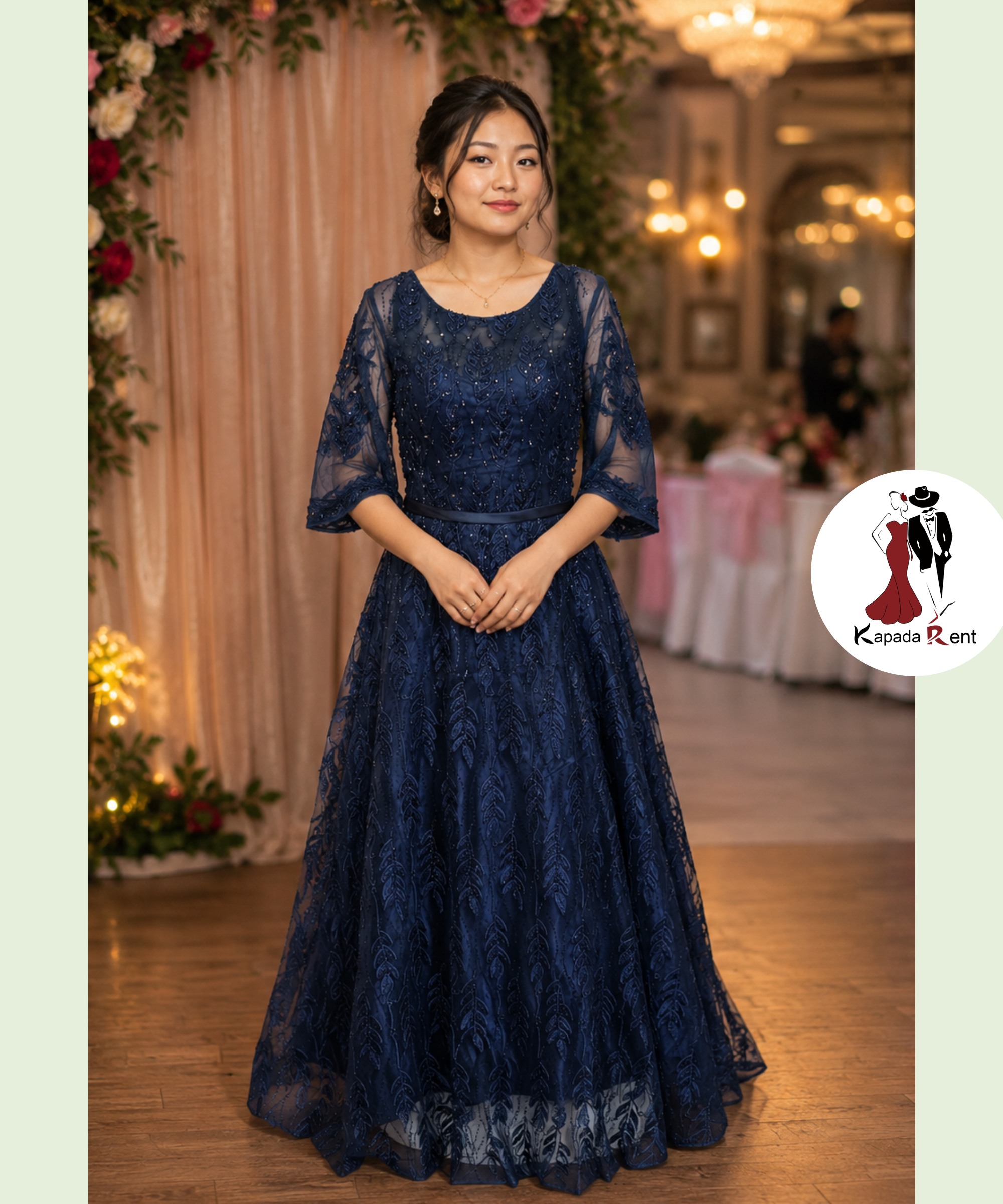 Navy Blue embroidary full gown