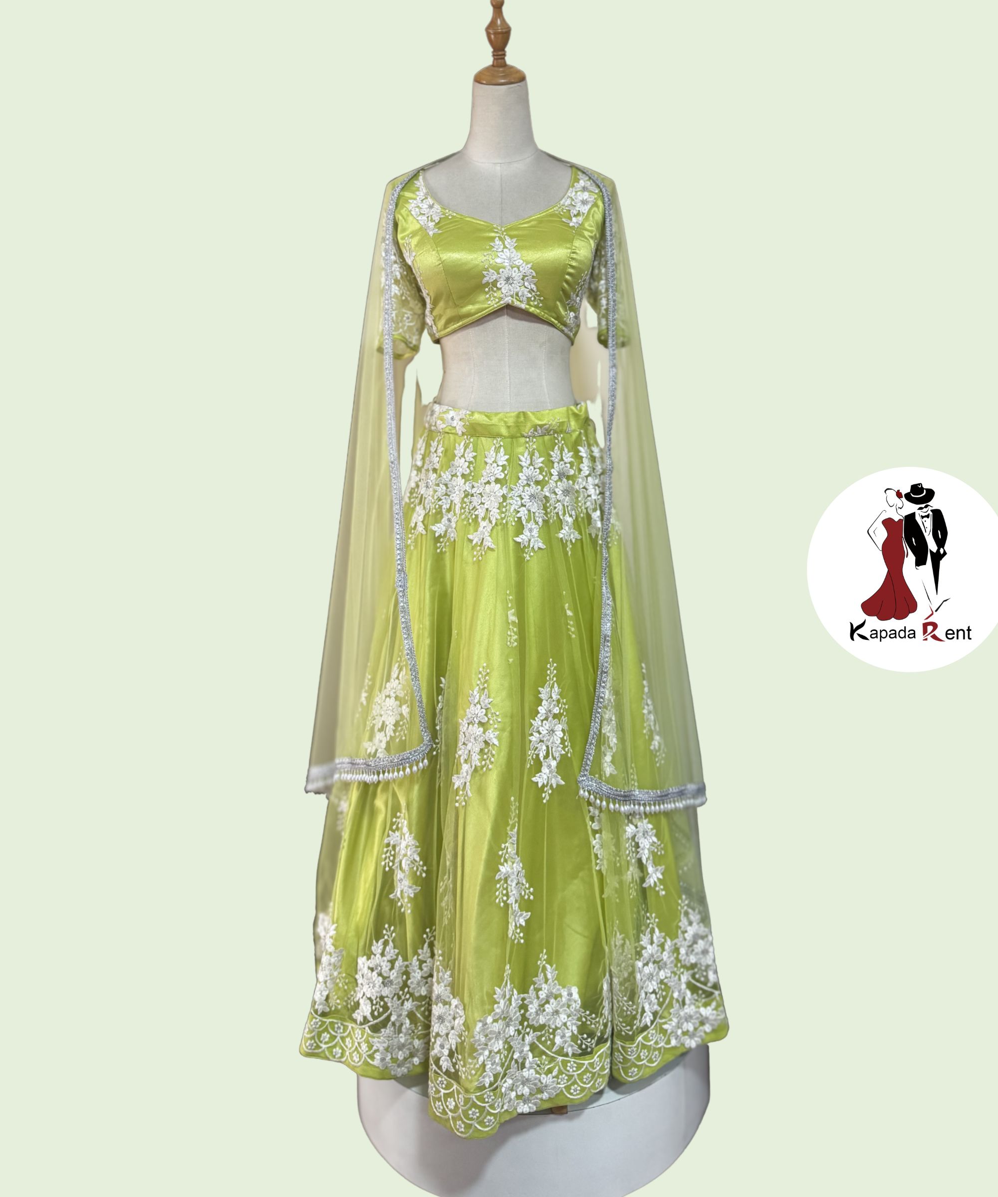 Dark Parrot Green Lehenga 