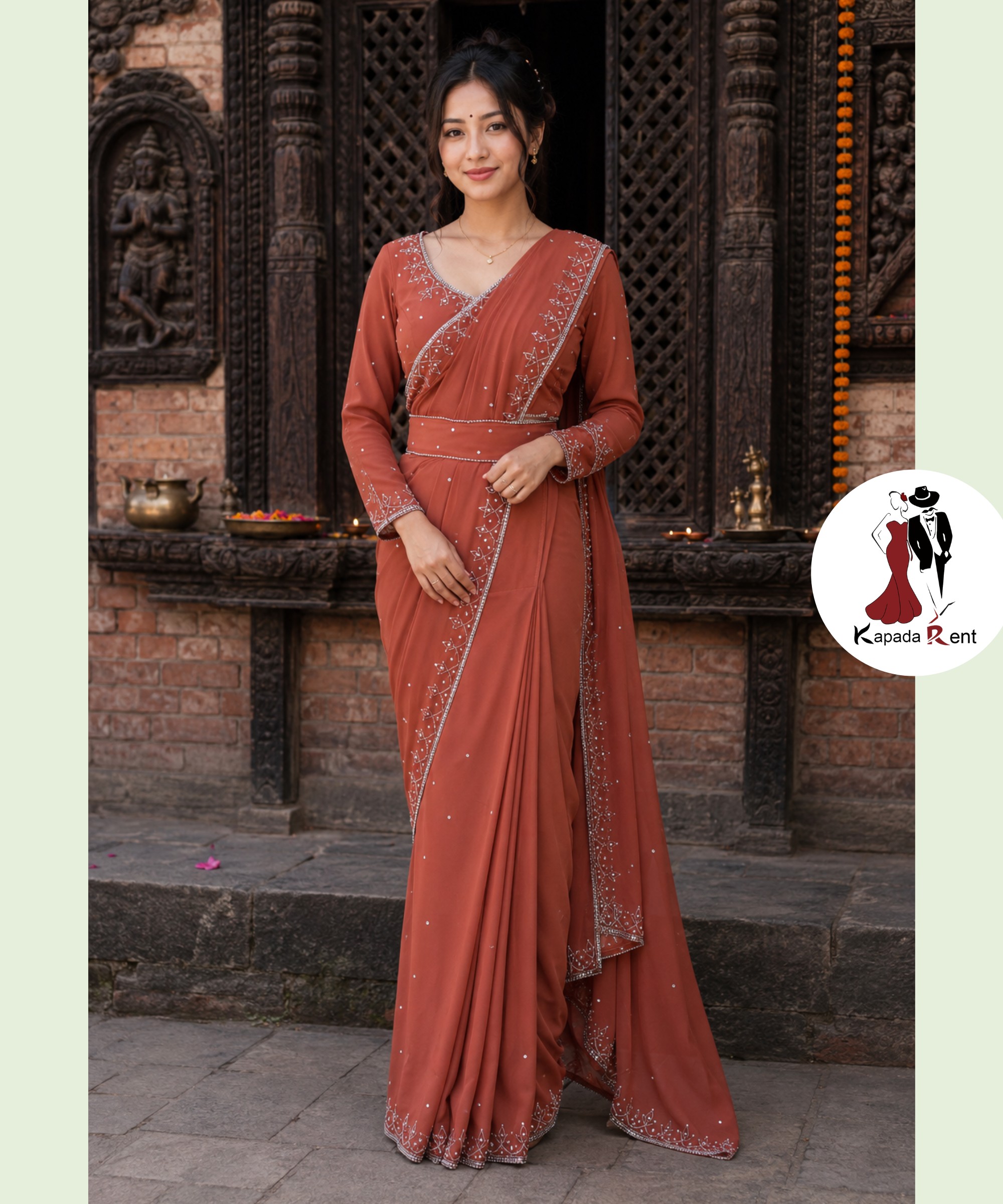 Mud hand work border Saree