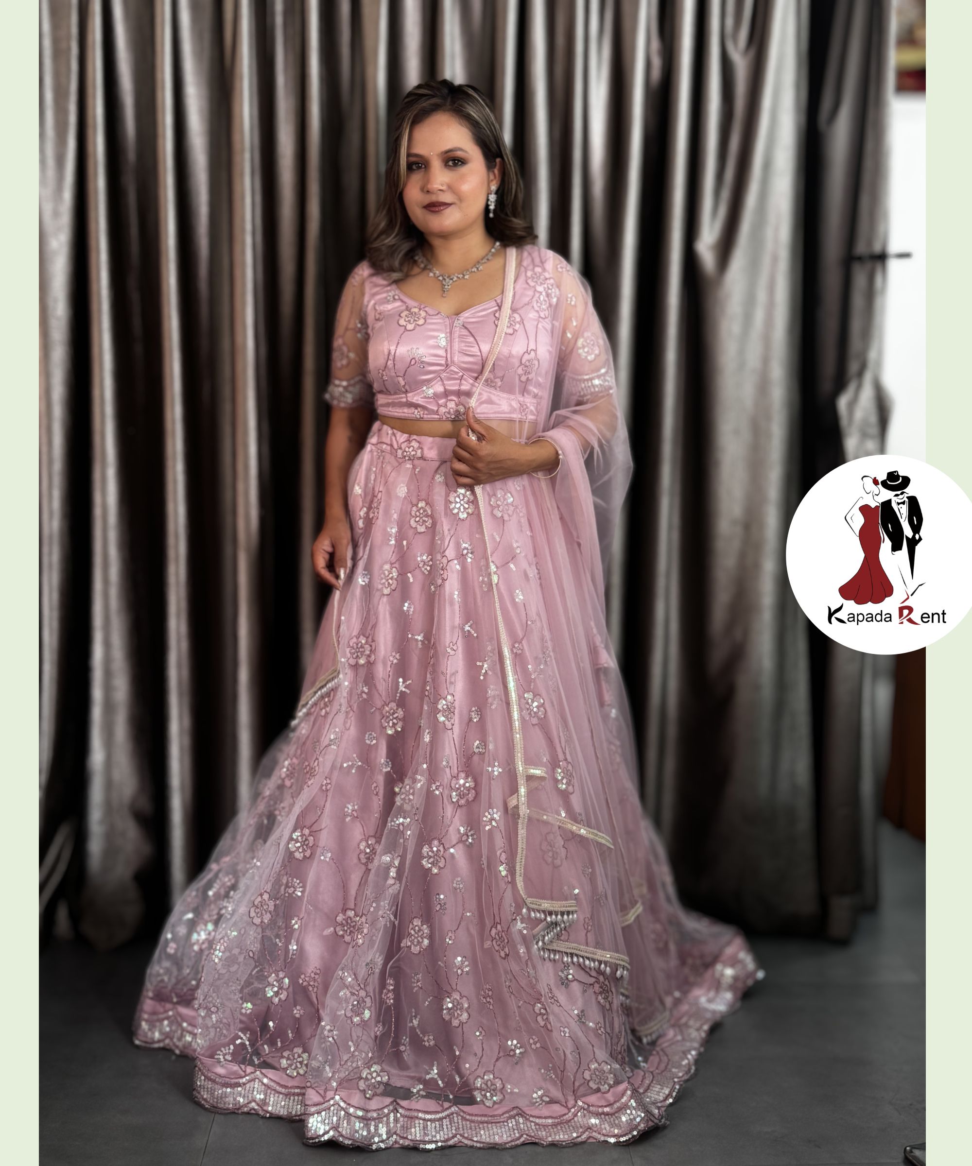 Connected Flowers laharia Lehenga