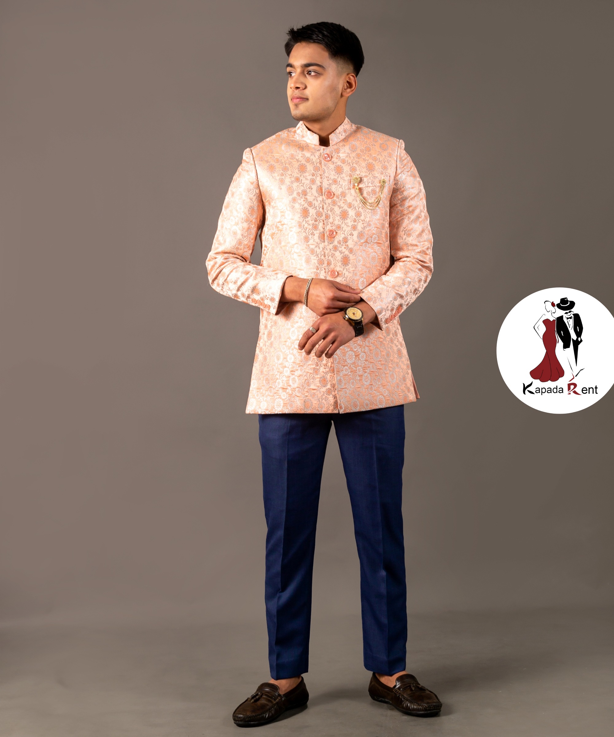 Prince coat on Peach with Blue Pant