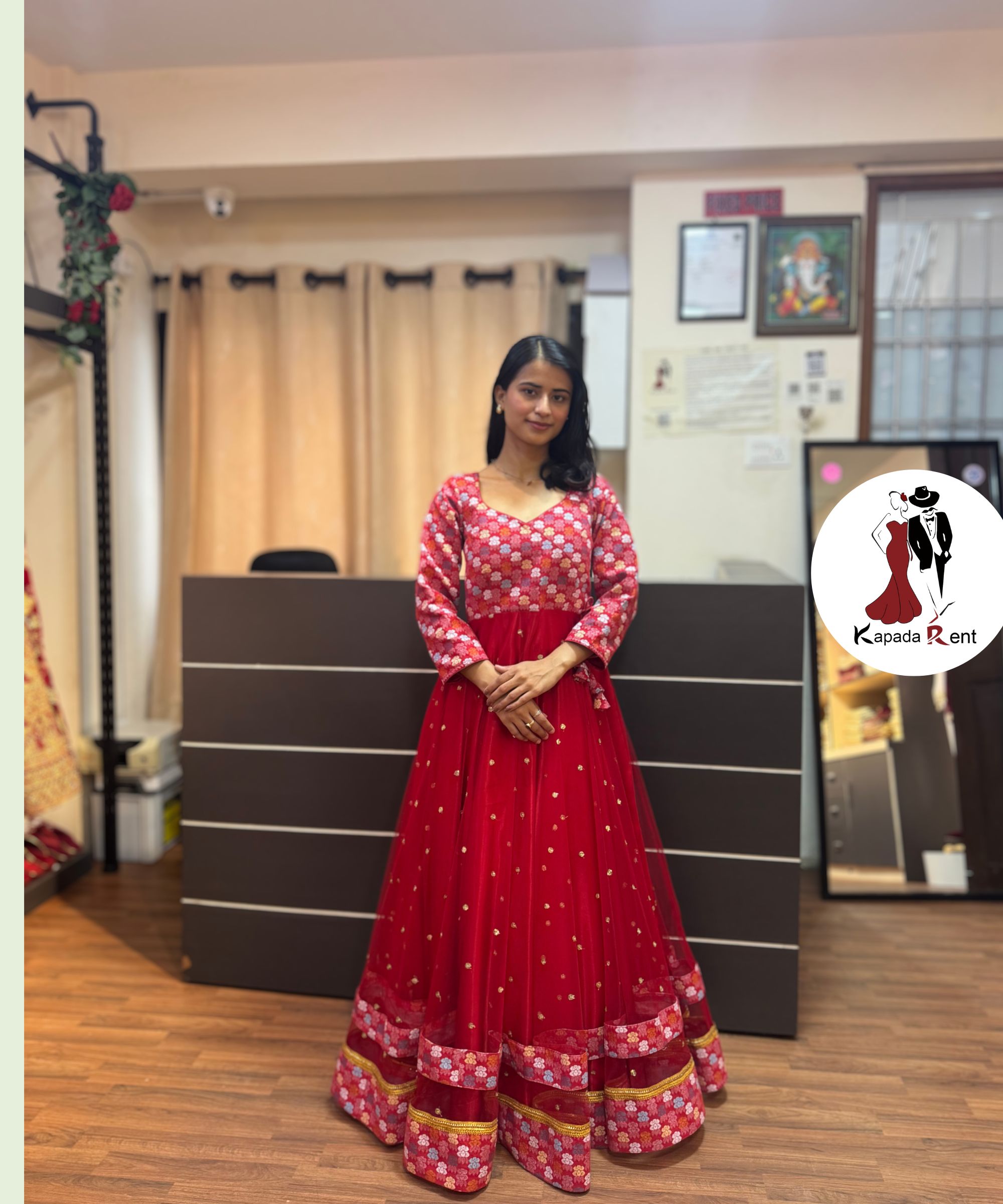 Red Dhaka Border gown