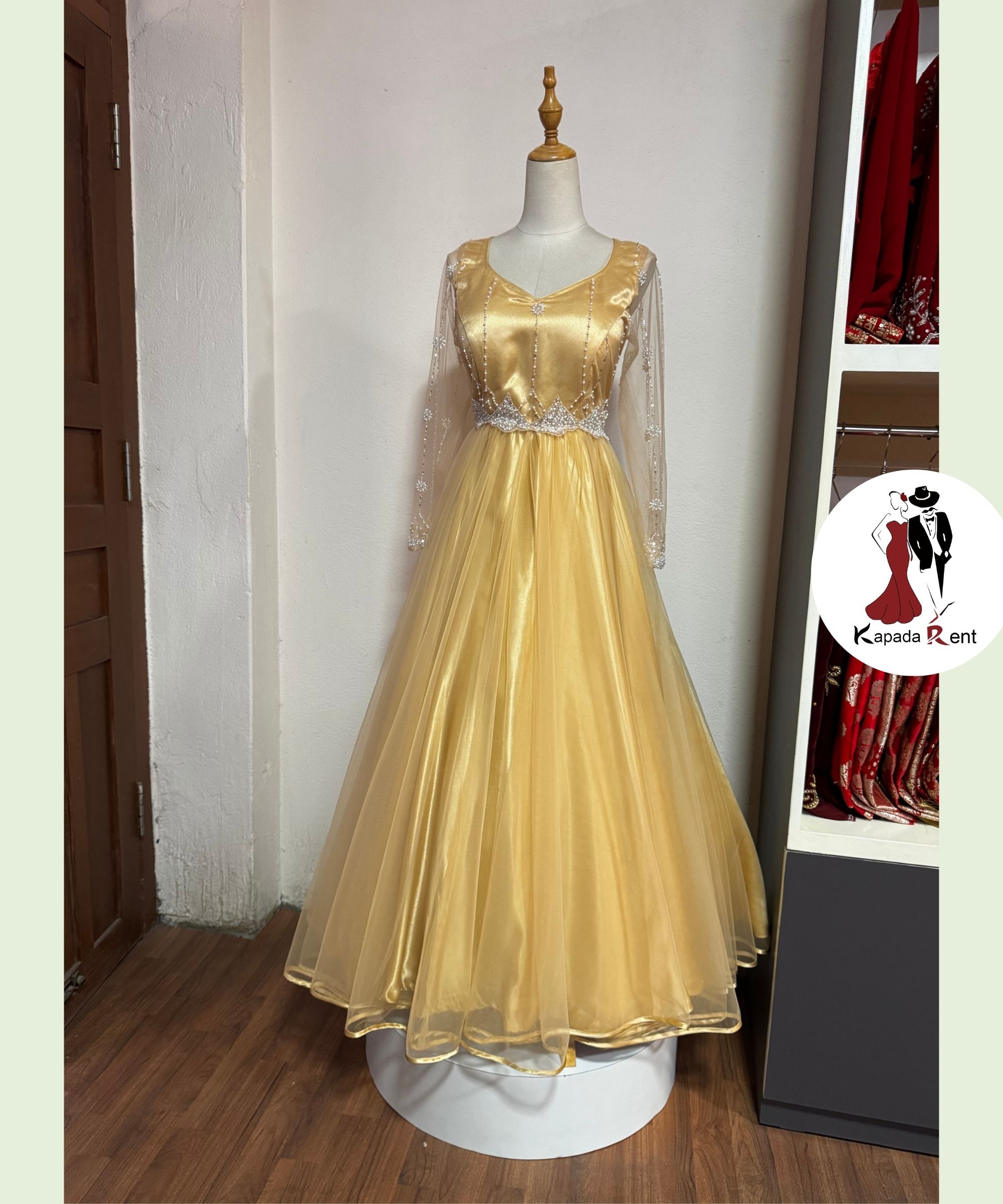 Wheat Theme Gown with Embroidary