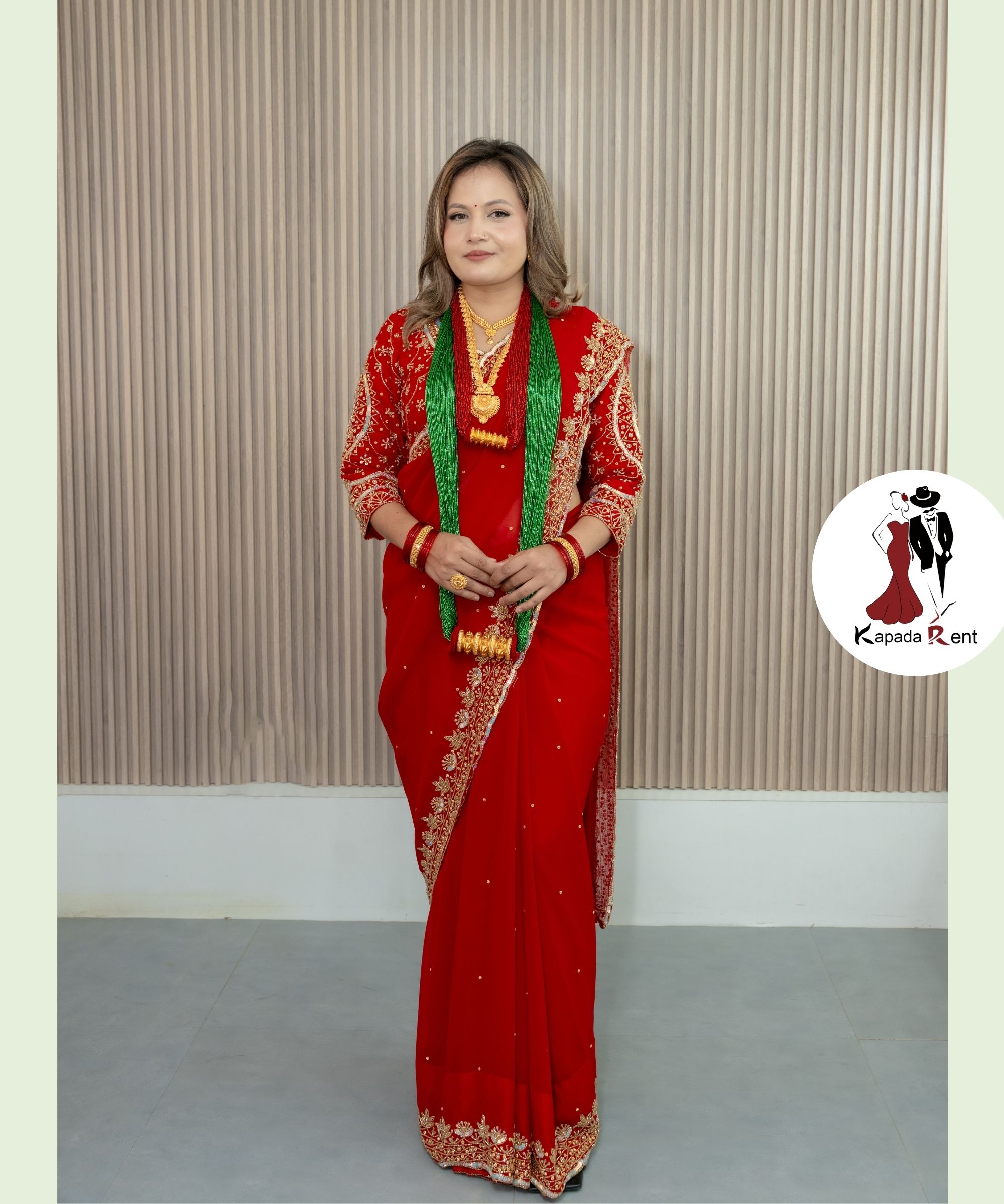 Double Border Hand Embroidary Bridal Saree