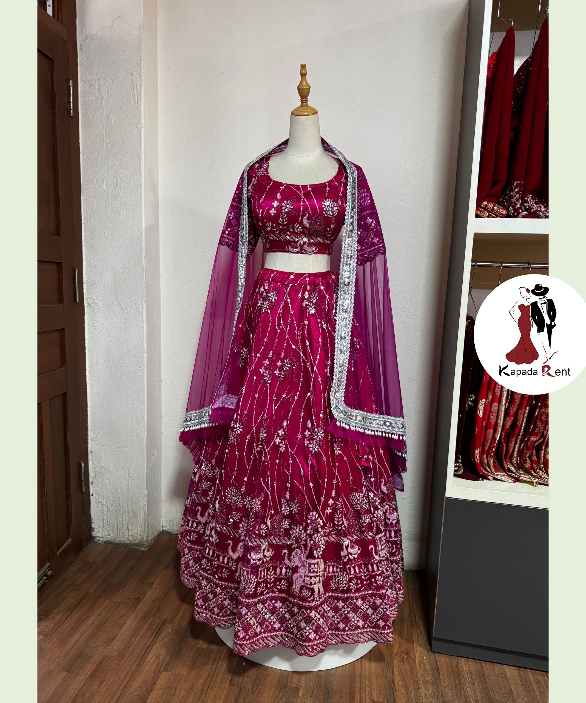 Swan Barbie Pink Multi Border Lehenga
