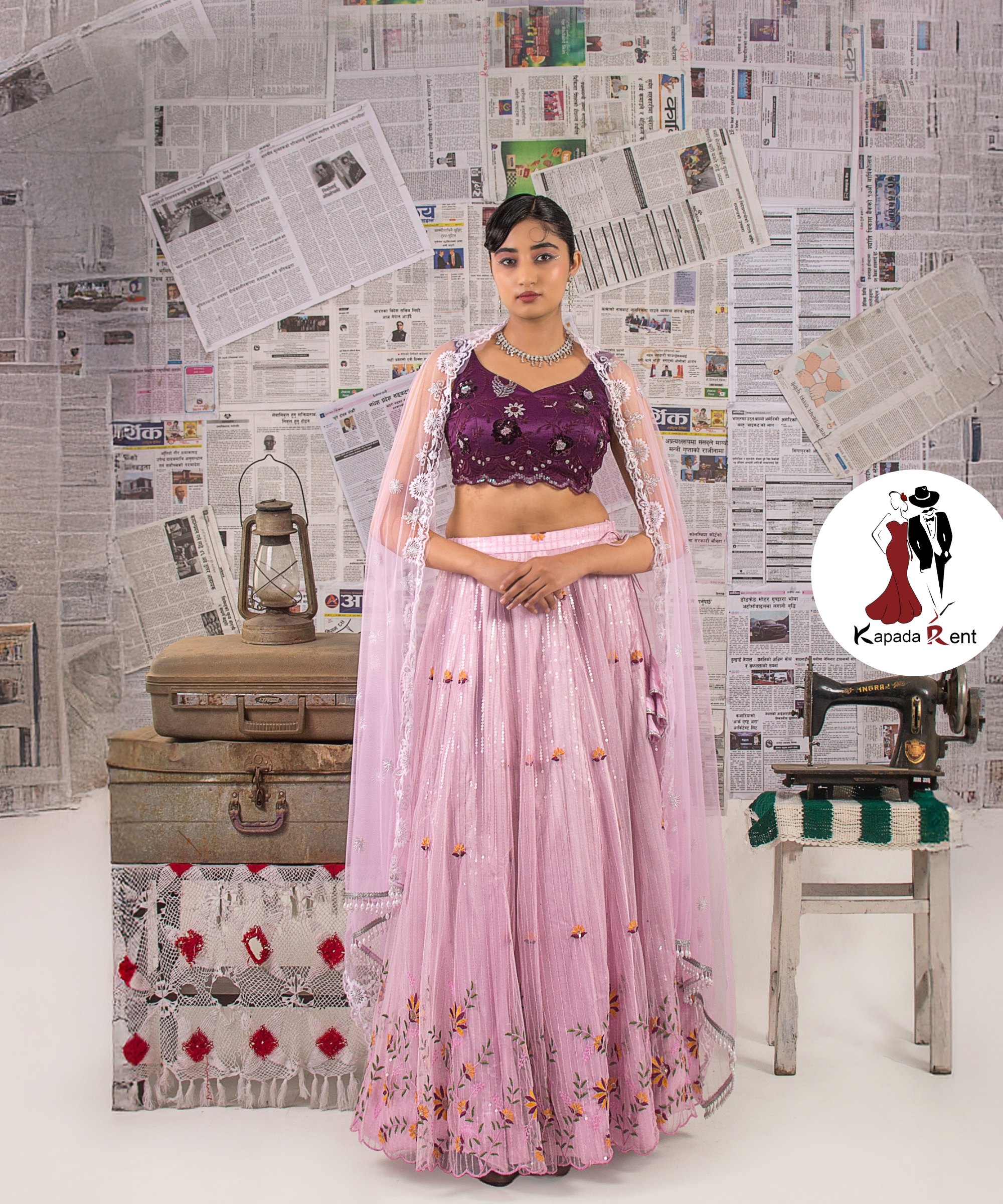 Contrast Lehenga Choli on Peach skirt