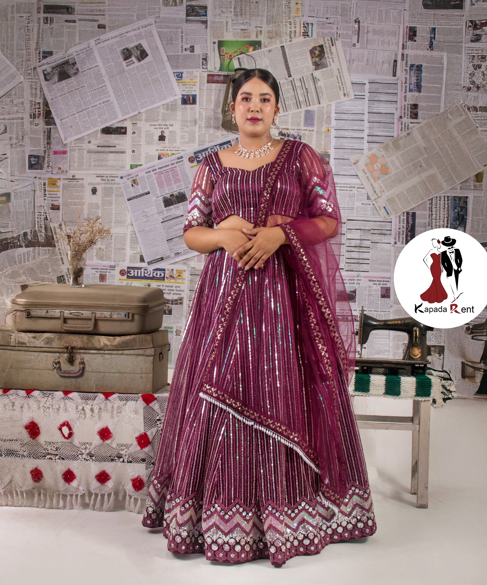 Mulberry Sequin Heavy Lehenga