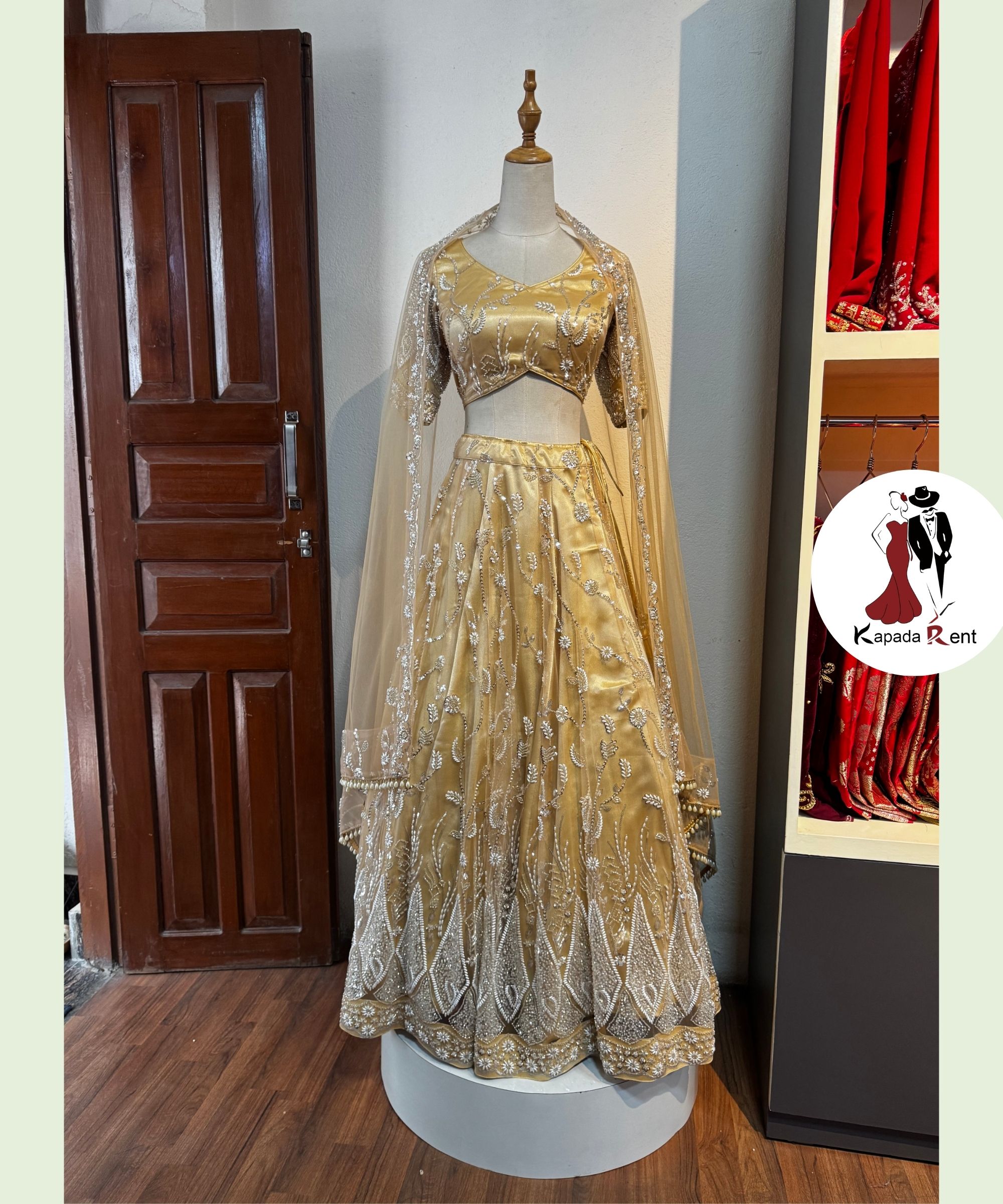 Rice Bead Border Heavy wooden Lehenga