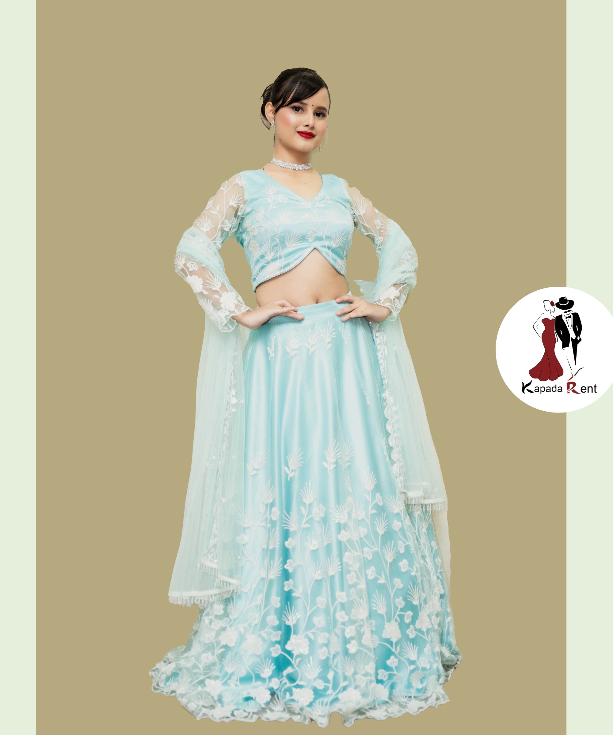 Artic Blue Lehenga Choli