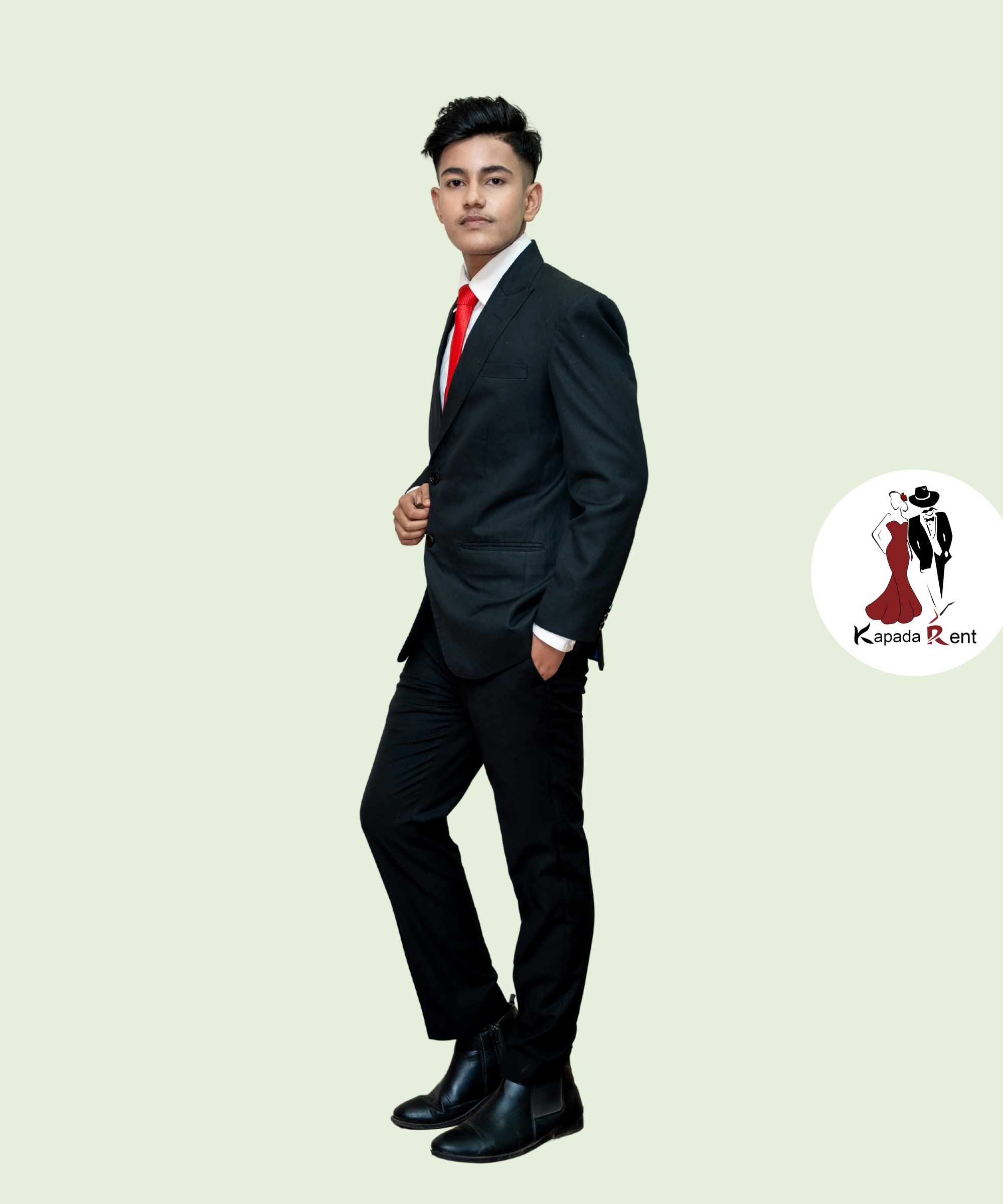 Classic Black Notch Lapels Suit single breasted