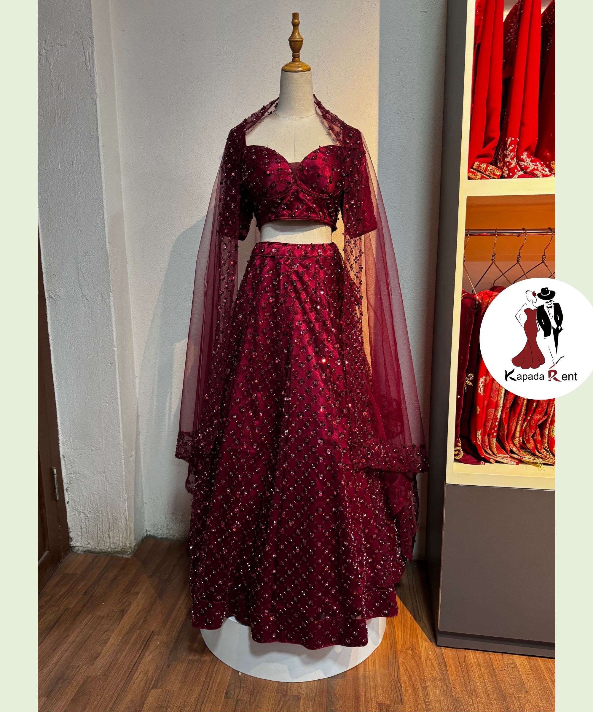 Maroon Beaded Bridal Lehenga