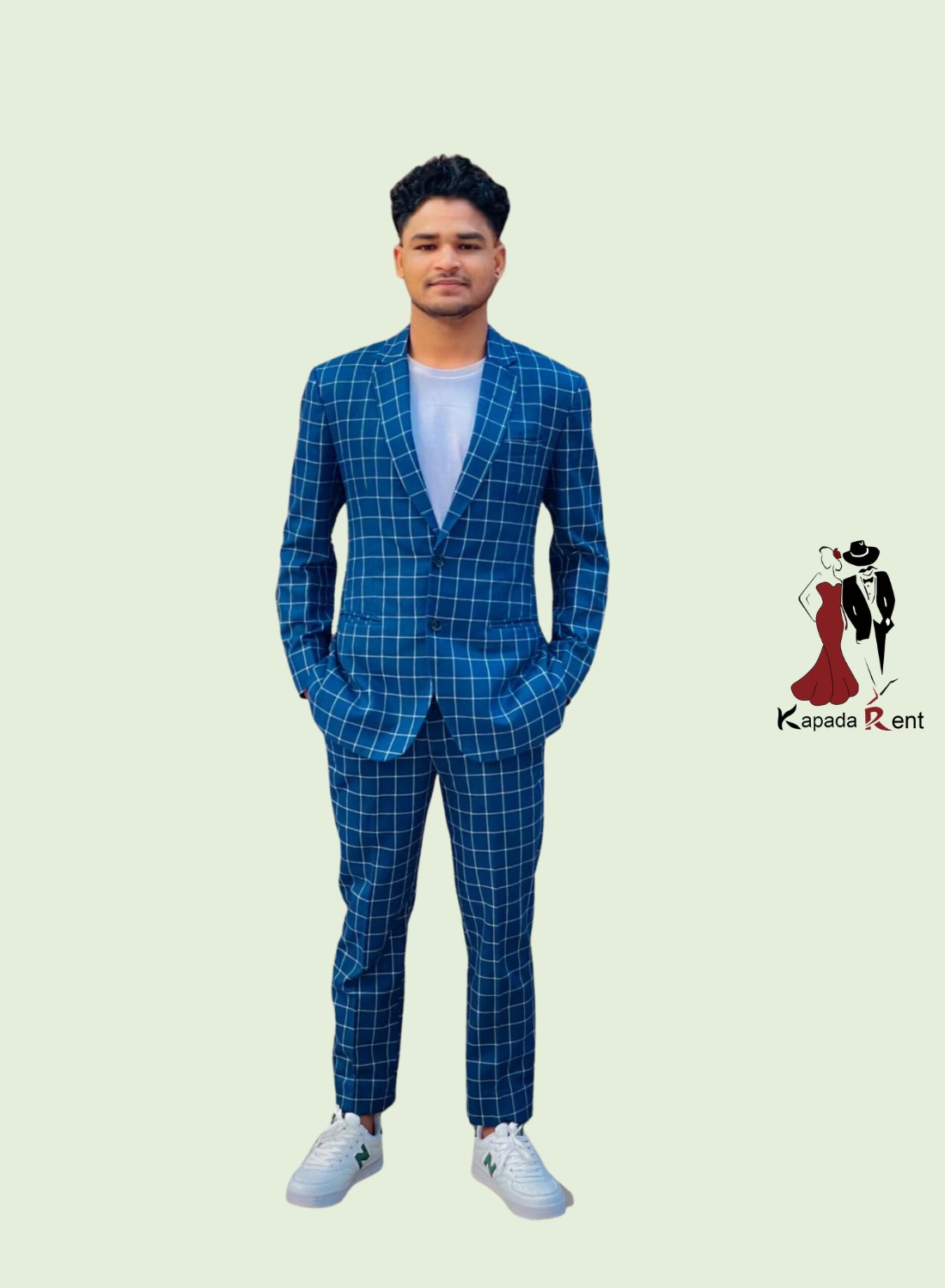 Checkered blue suit