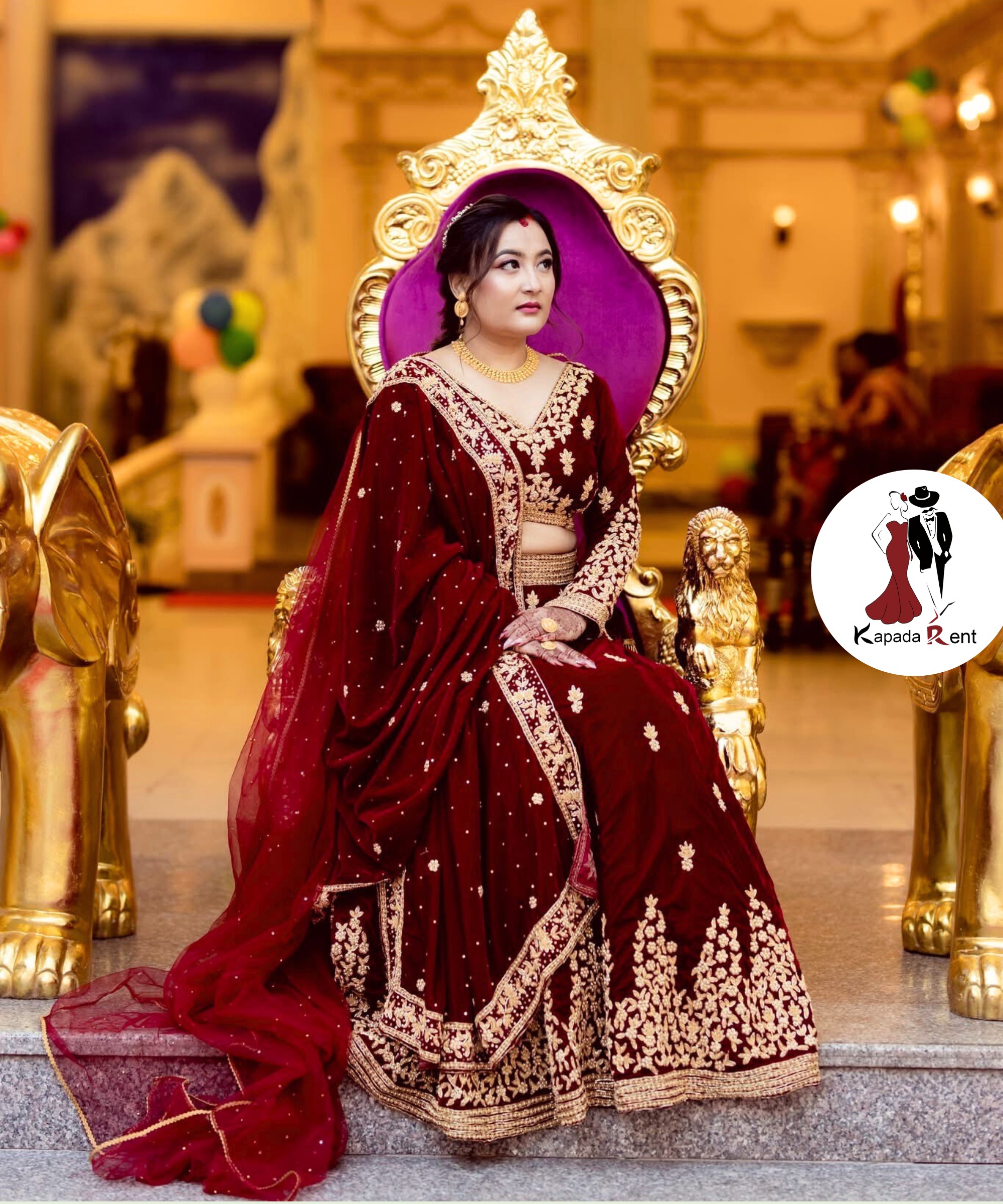 Medium Hand work with Border Velvet Bridal Lehenga
