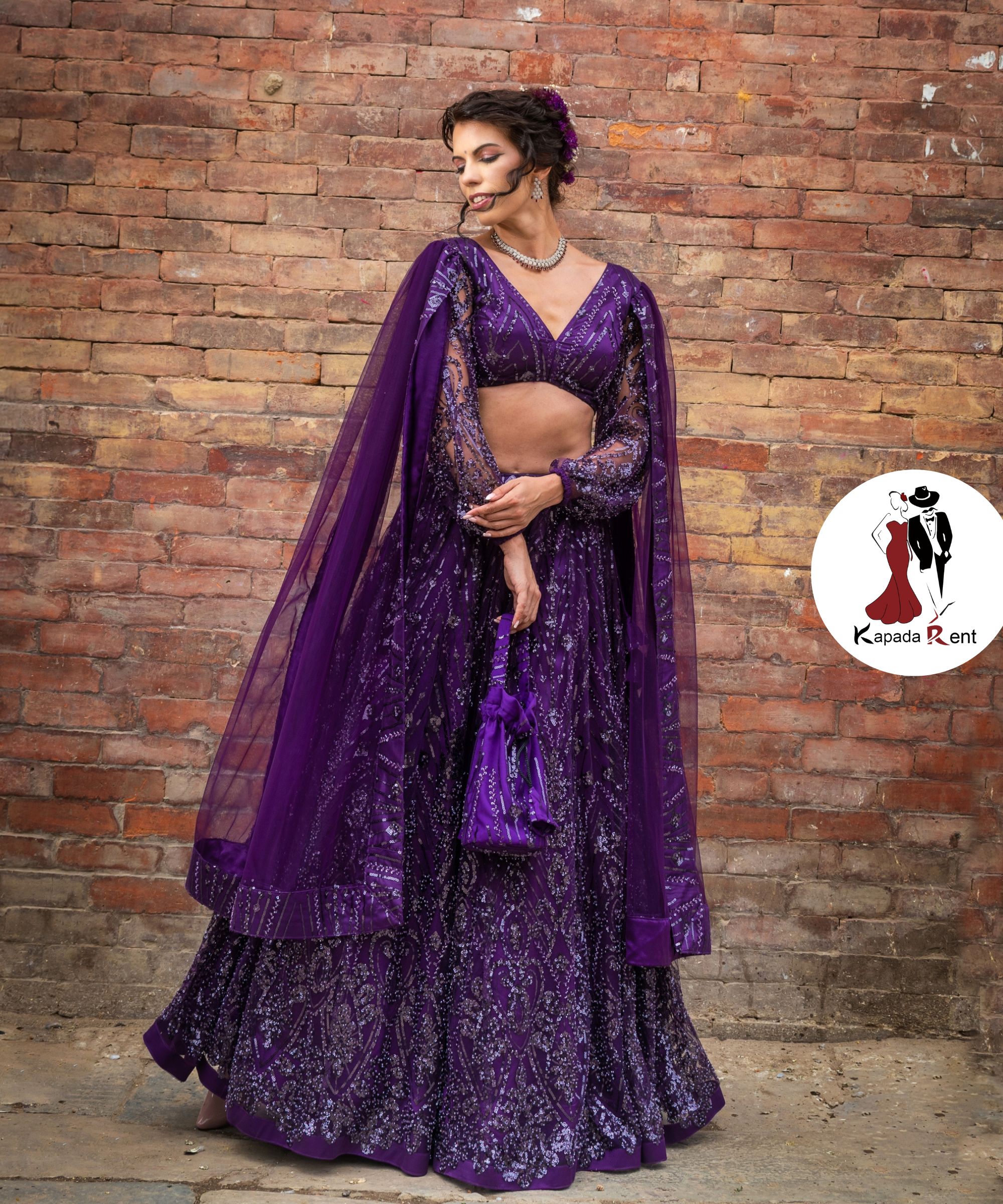 Beads embellished wine Sequence pattern Lehenga