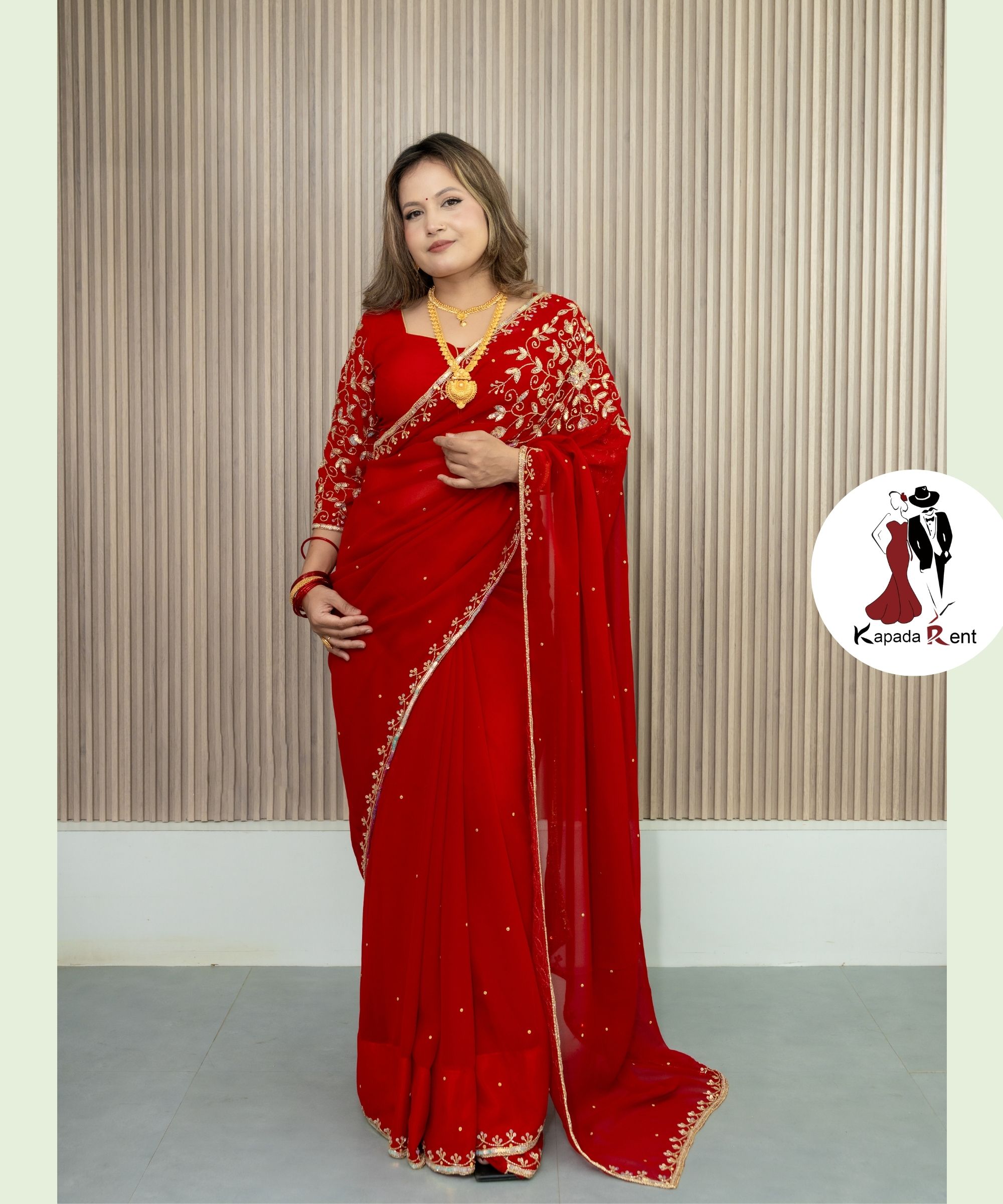 Plain Blouse with Handwork Bridal Saree