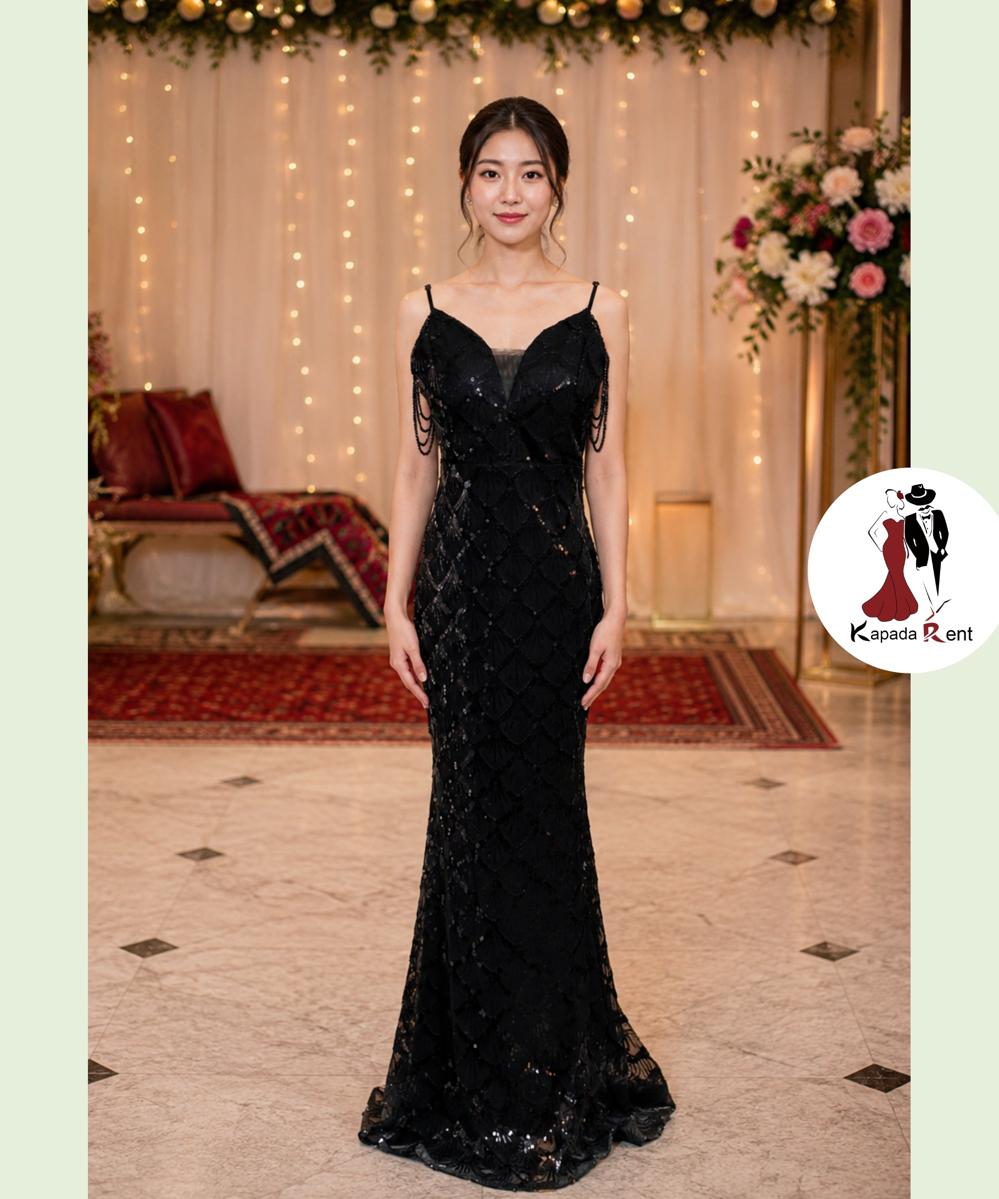 Royal Black Embellished Bodycon