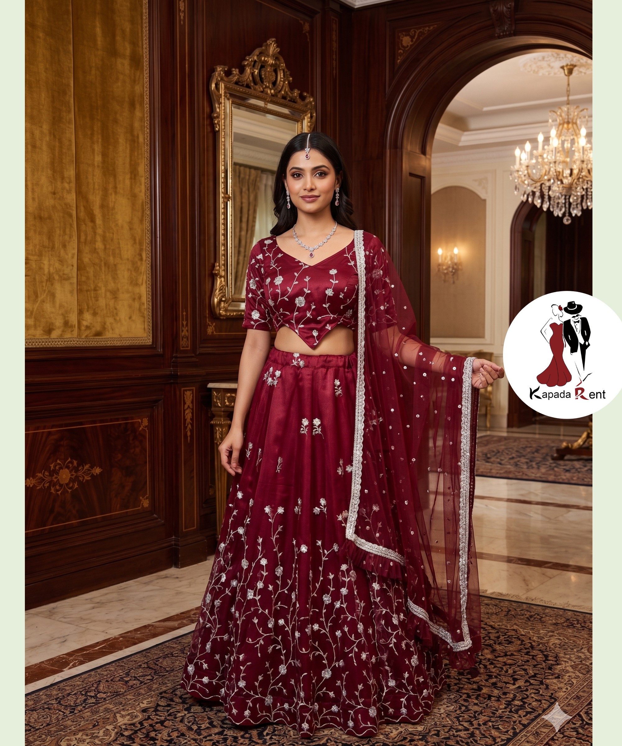 Maroon Leheriya Lehenga