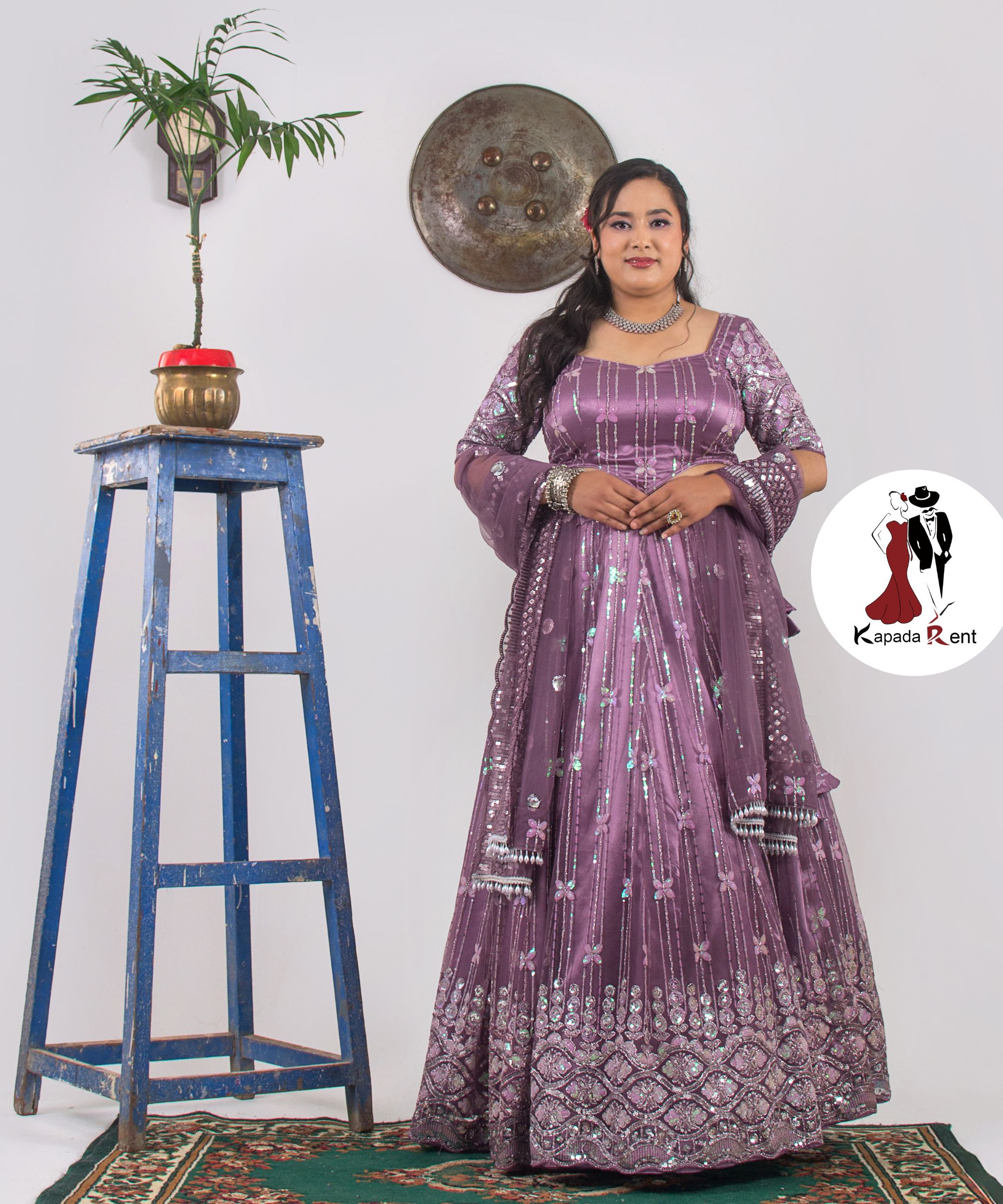 Heather Purple Sequined Lehenga