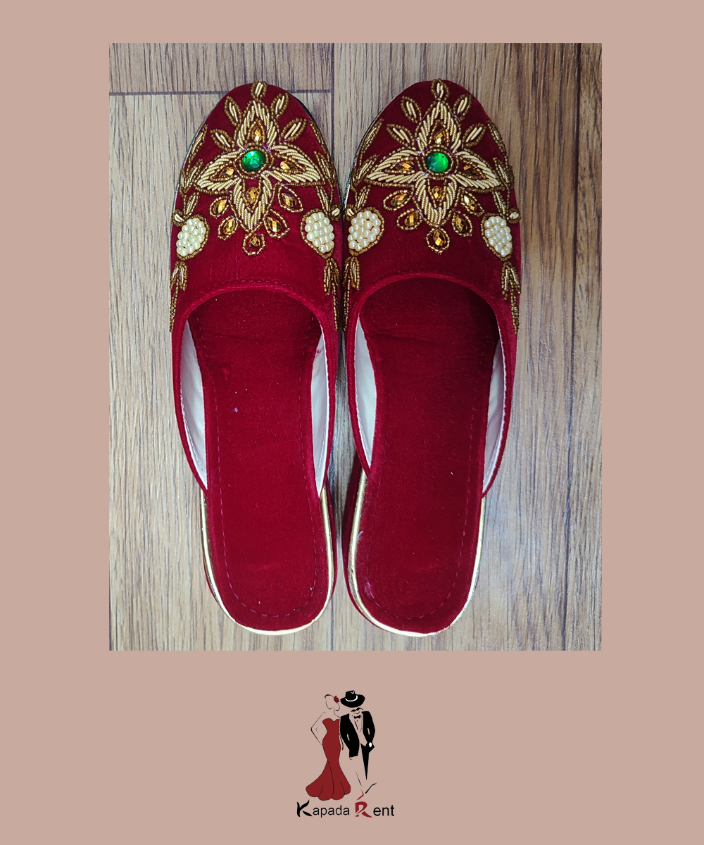 Bridal Golden Embroidery Shoe