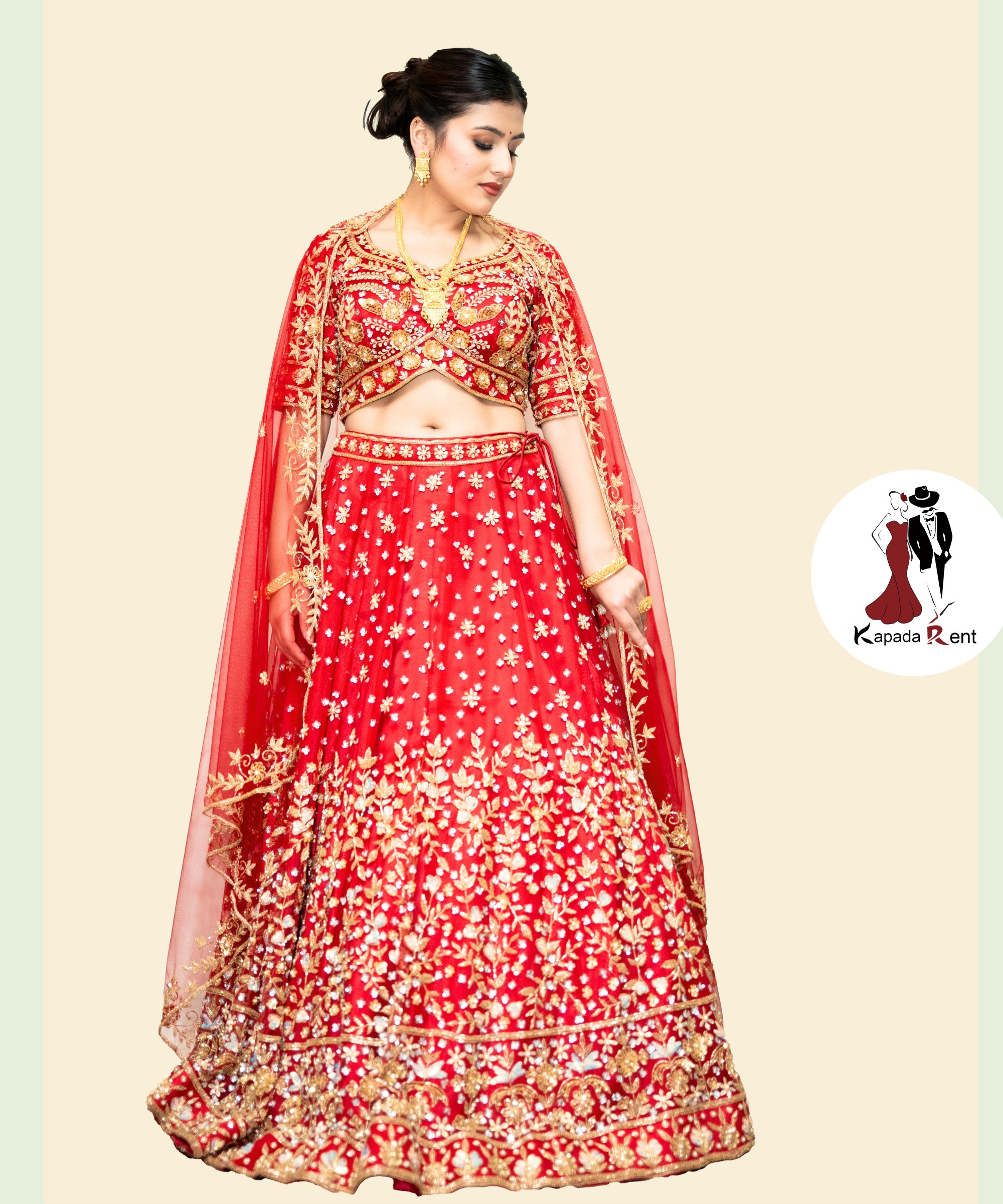 Floral hand work mix pattern Bridal lehenga