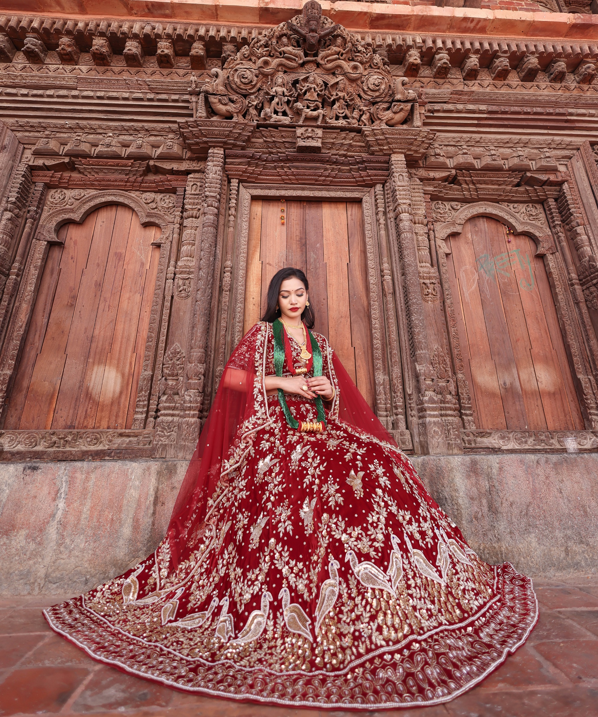 Burgundy Velvet Mayur Hand work 