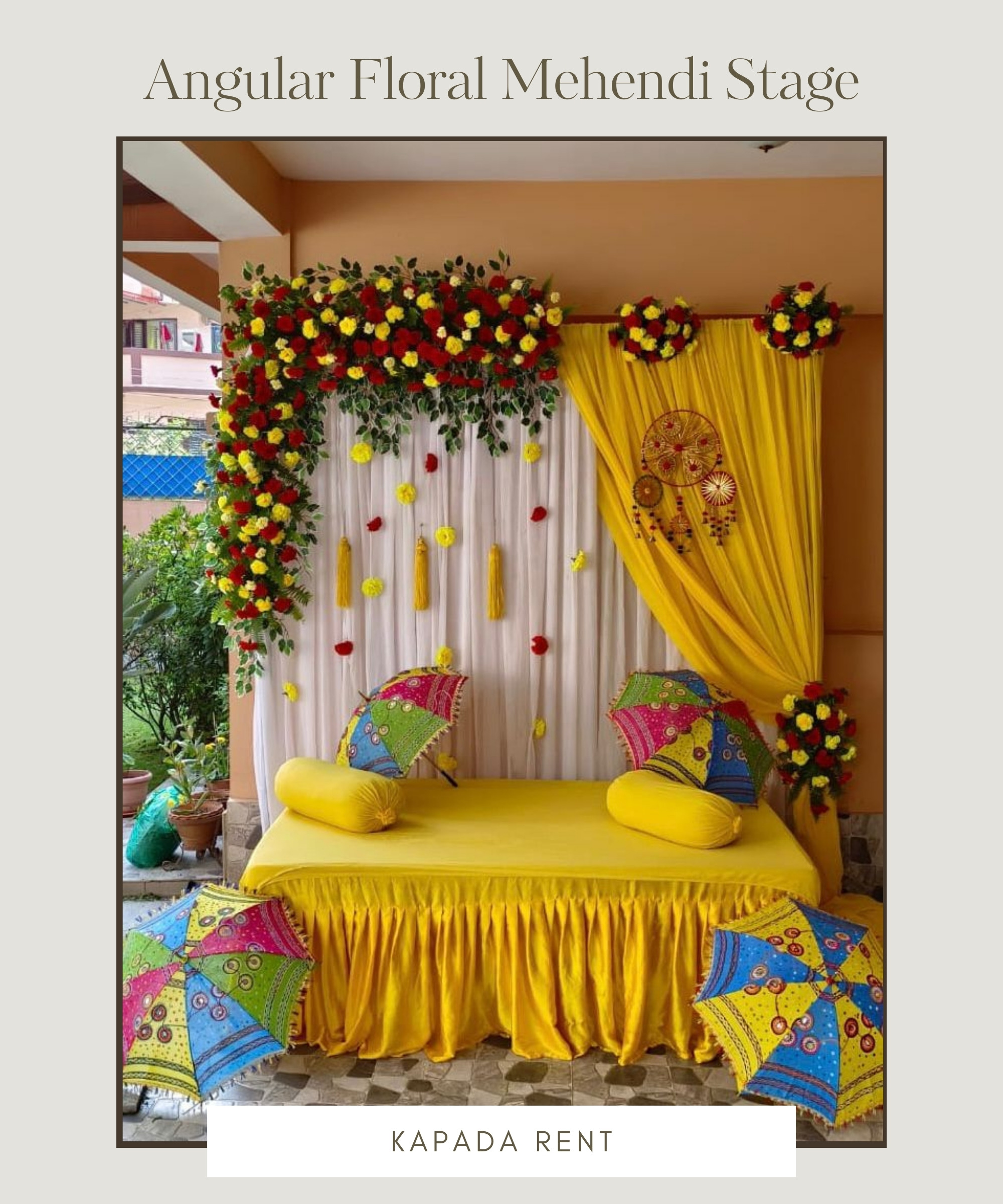 Angular Floral Mehendi Stage