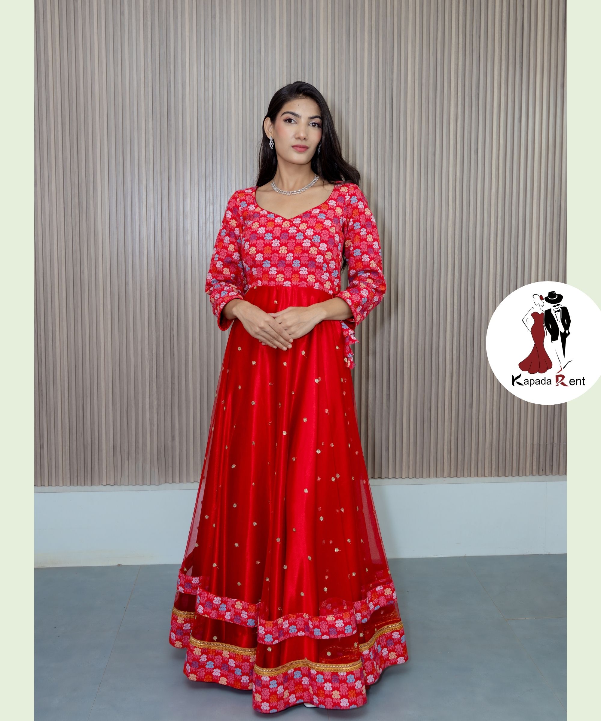 Red Dhaka Border gown