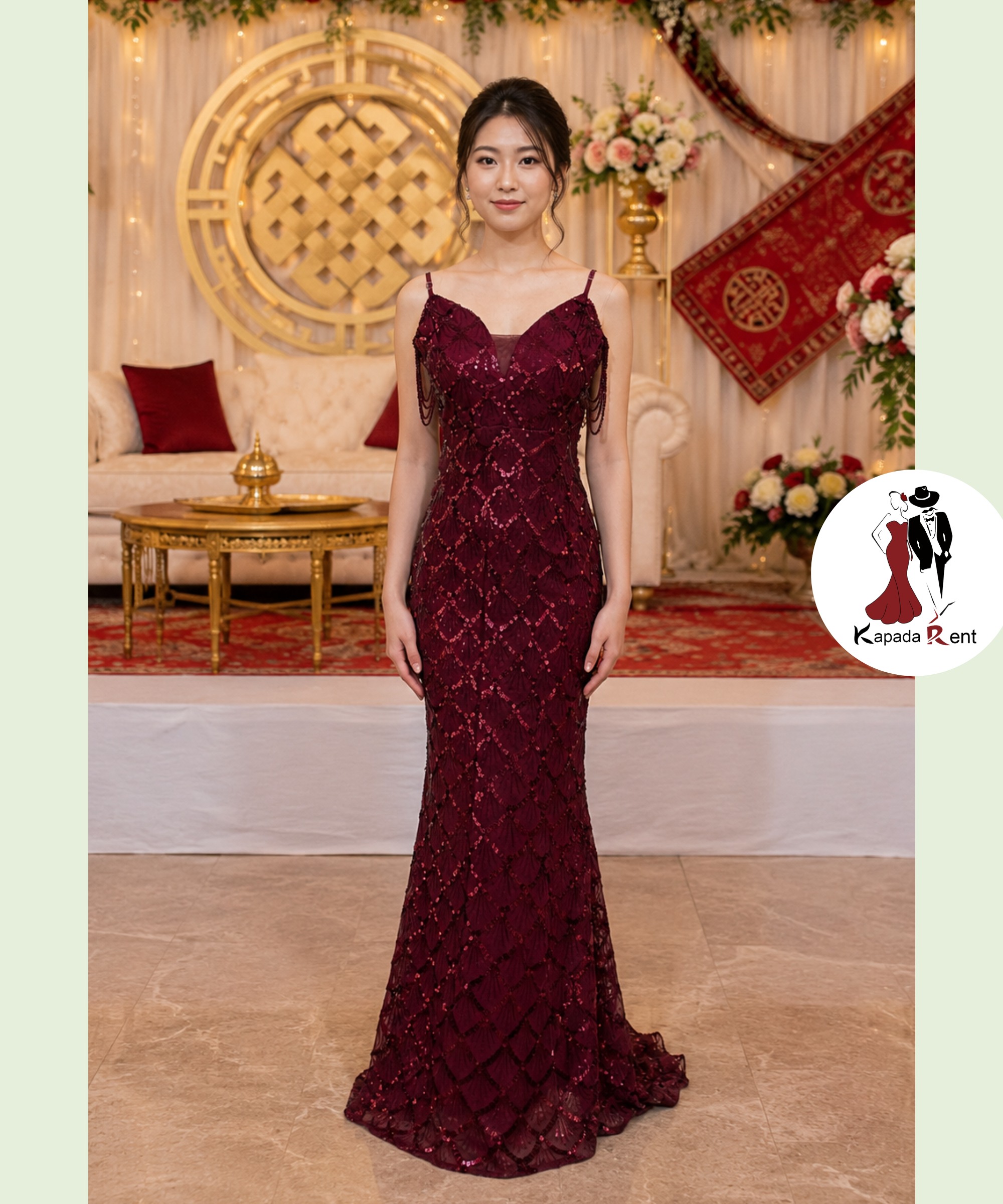 Royal Red embellished bodycon