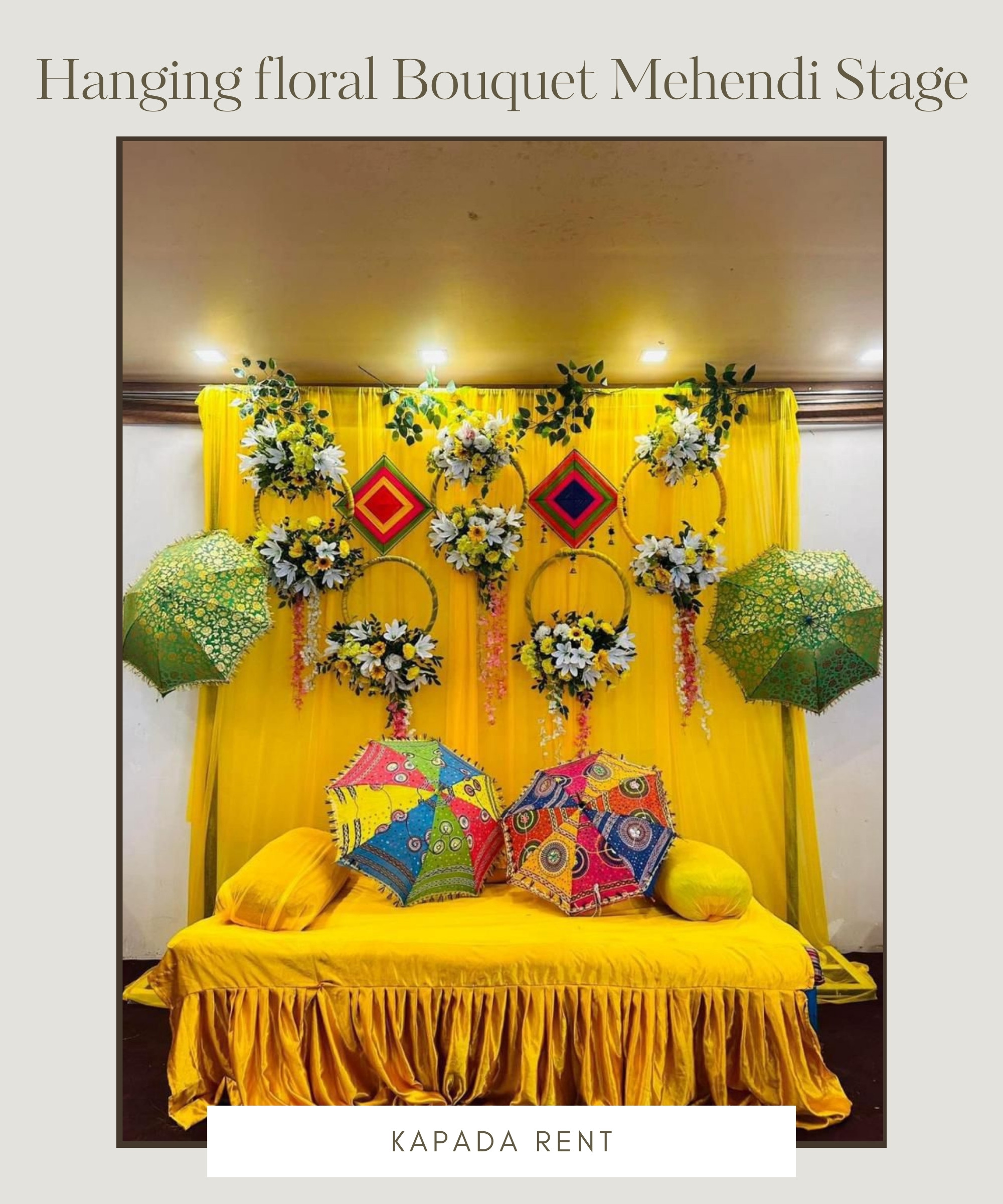 Hanging Floral Bouquet Mehendi Stage