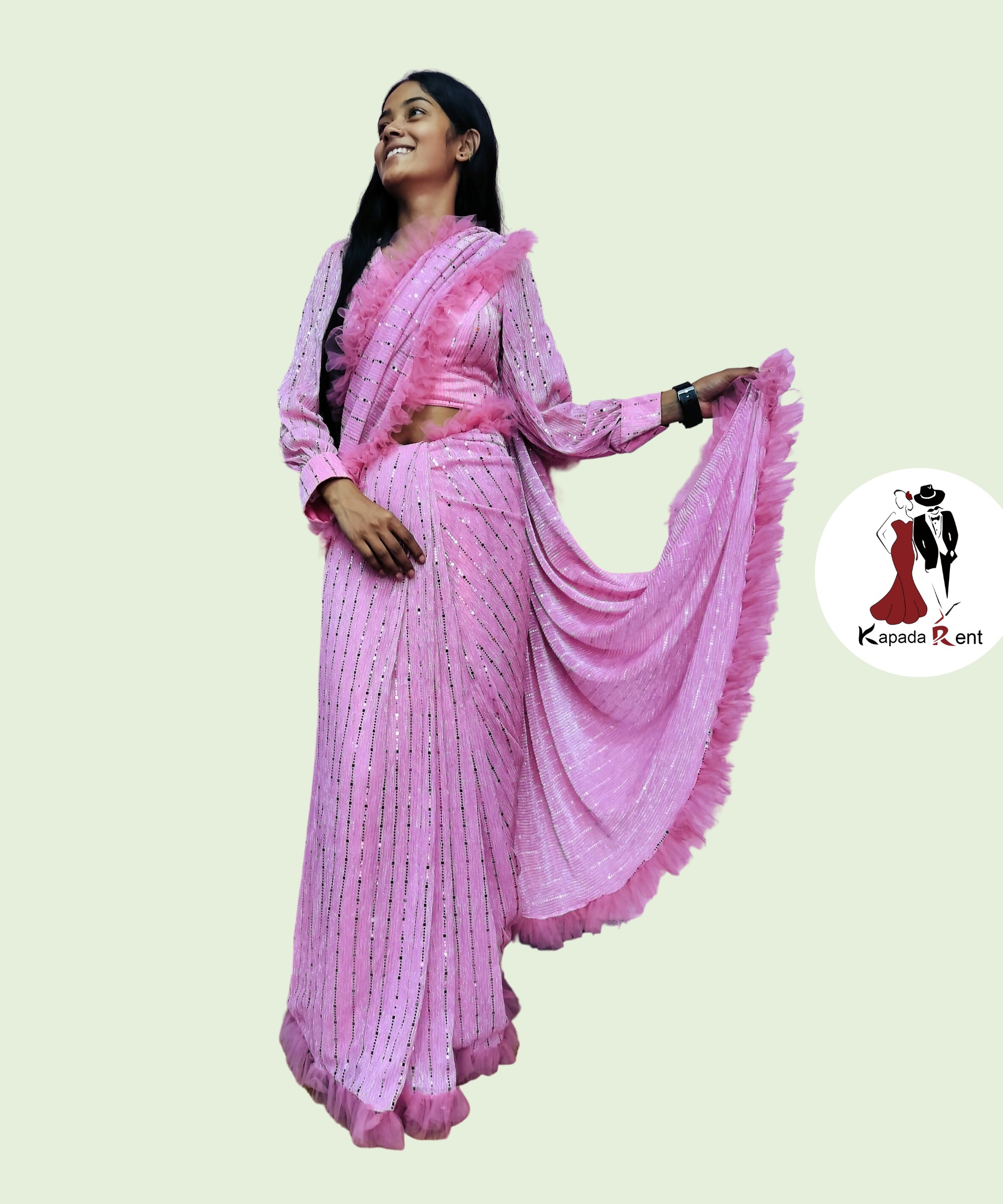 Light pink licra saree