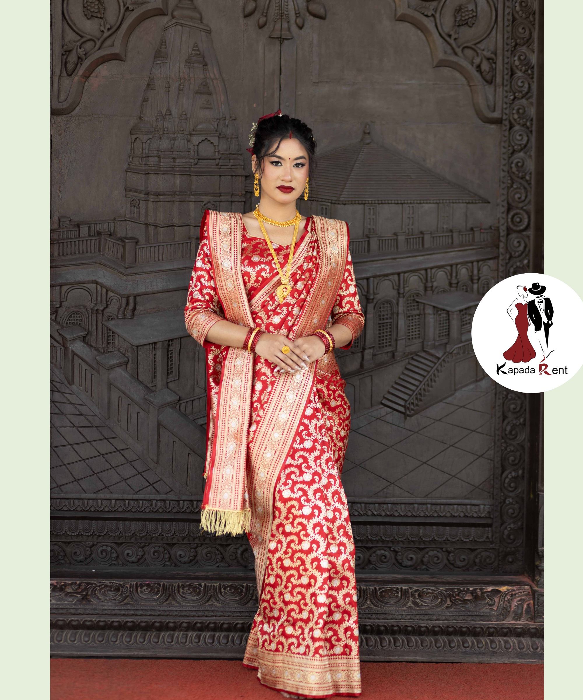 Peach Meenakari Mix Satin Bridal Banarashi saree